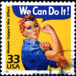 USA Postage Stamp: Women Support War Effort - We Can Do It!